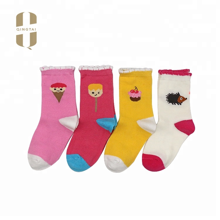 China factory custom logo young girl cartoon cute kid tube sock