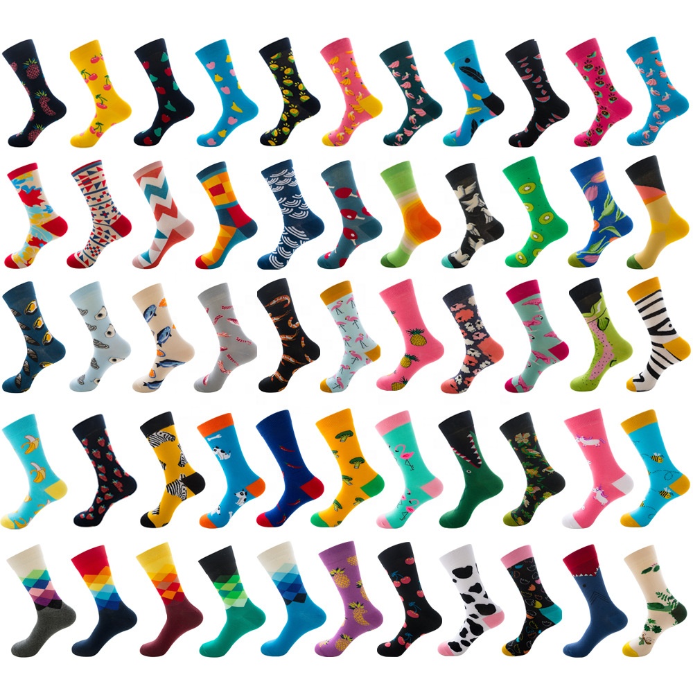 Custom design plaid cheap cotton crew men happy fashion socks