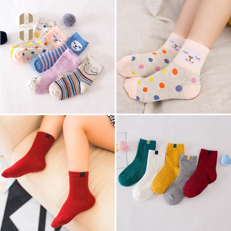 China manufacturer soft touch mid-calf length all cotton baby kid sock