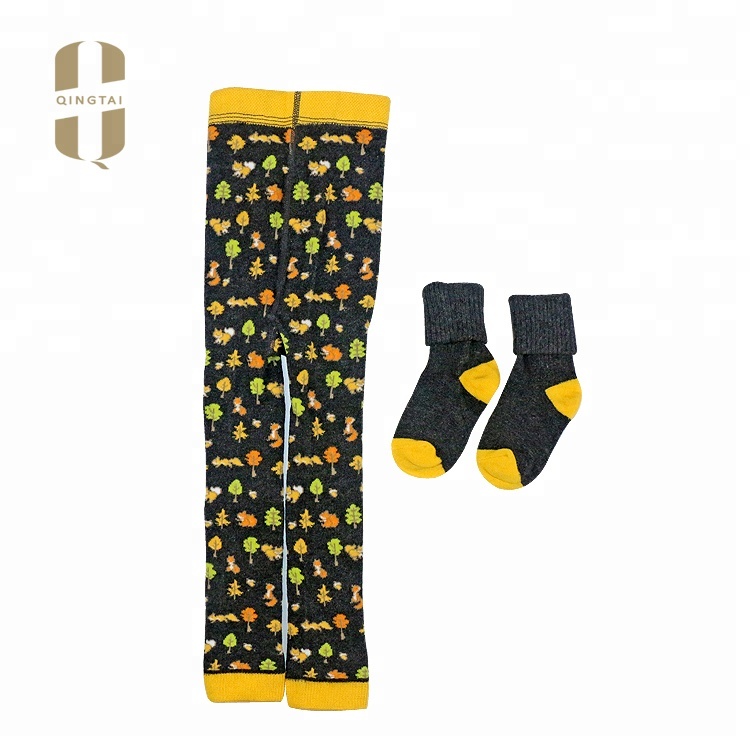 Wholesale custom high quality cute warm organic cotton baby kids leggings