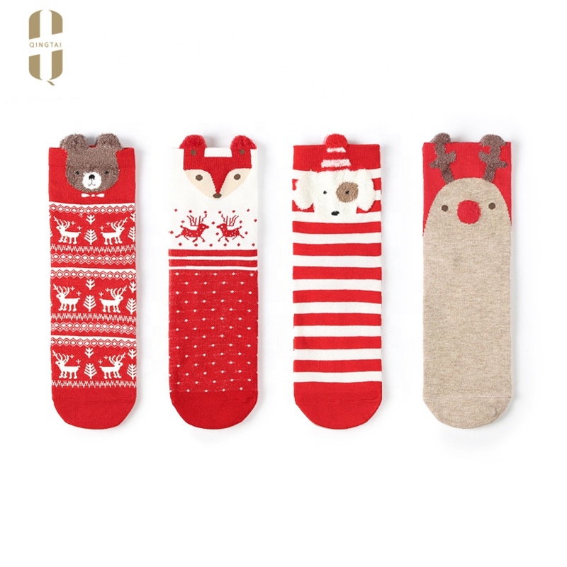 Custom Happy new year's 3d funny cartoon winter christmas socks crochet