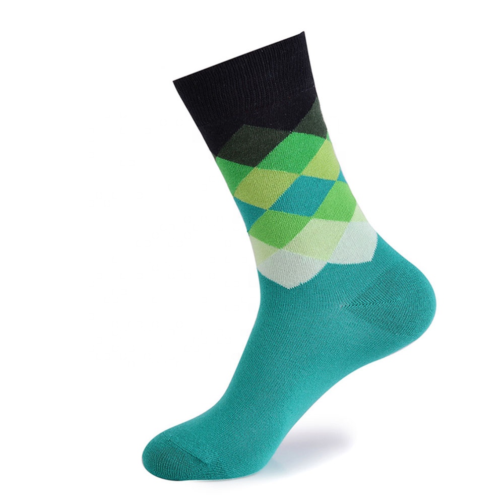 Custom quality merino wool socks happy cotton colorful plaid fancy socks