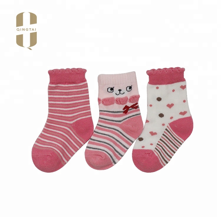 Hot sales fashion cartoon cute jacquard cotton baby girl socks