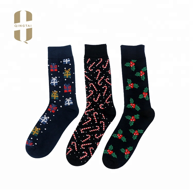QINGTAI custom cheap price casual colorful breathable fashion mens happy socks